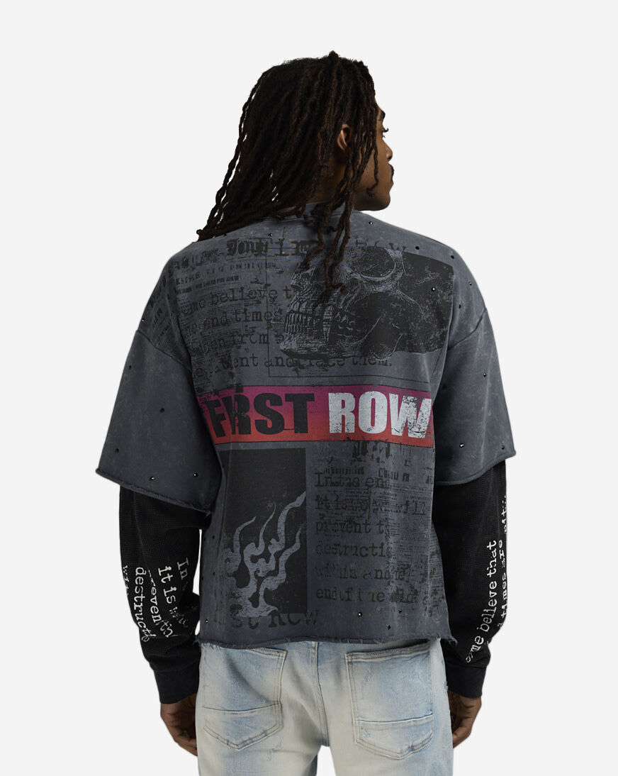 Shop First Row Burning Flames Endorse Long Sleeve Tee FRF3025S-GRY