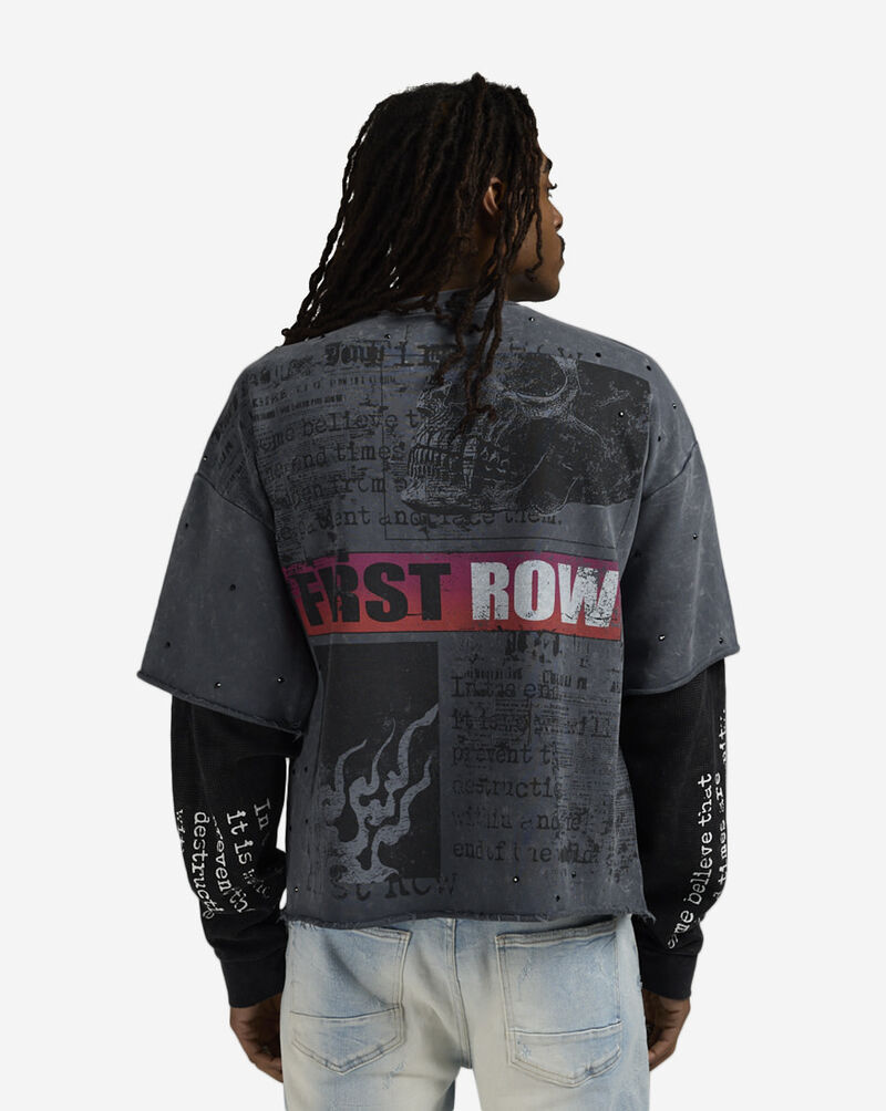 First Row Burning Flames Endorse Long Sleeve Tee FRF3025S-GRY Grey 2