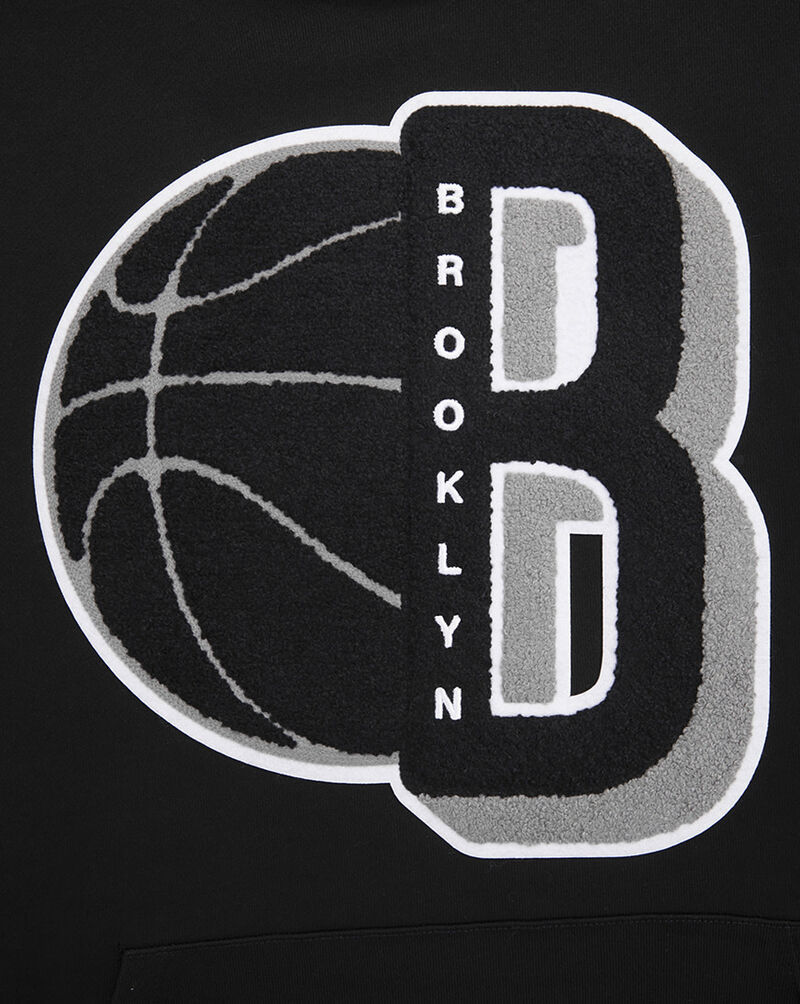 PRO STANDARD Brooklyn Nets Mash Up Rib Fleece Pull Over Hoodie BBN5515685-BGY Black 4