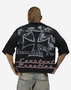 First Row Road to the New Paradigm Eagle and Cross Mini Terry Cropped Tee FRM1043S-BLK Black 2