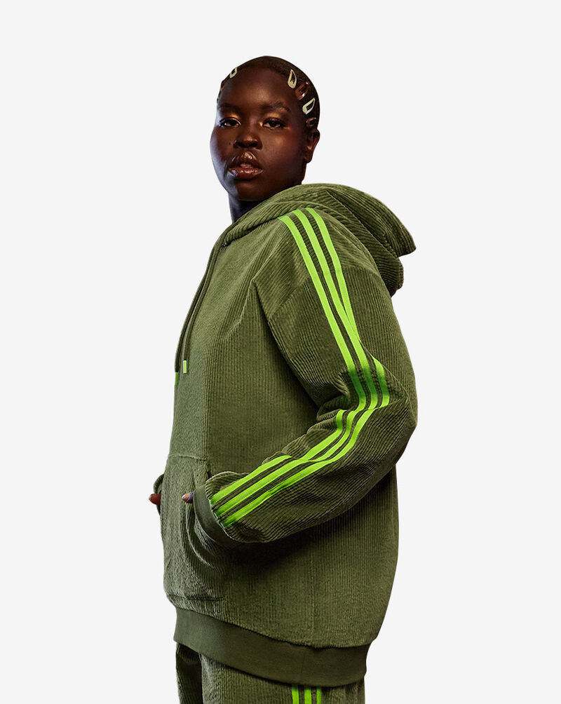 adidas IVY PARK Corduroy Hoodie  HC6016 Green 2