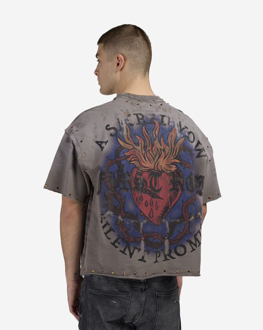 Shop First Row A Silent Promise Cropped Tee FRM3041-GRY grey