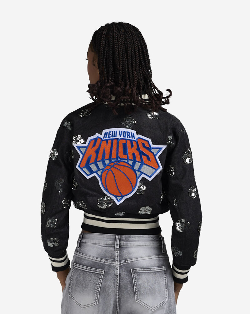 PRO STANDARD New York Knicks Denim Sequin Bomber BNKU516844-DBK Black 2