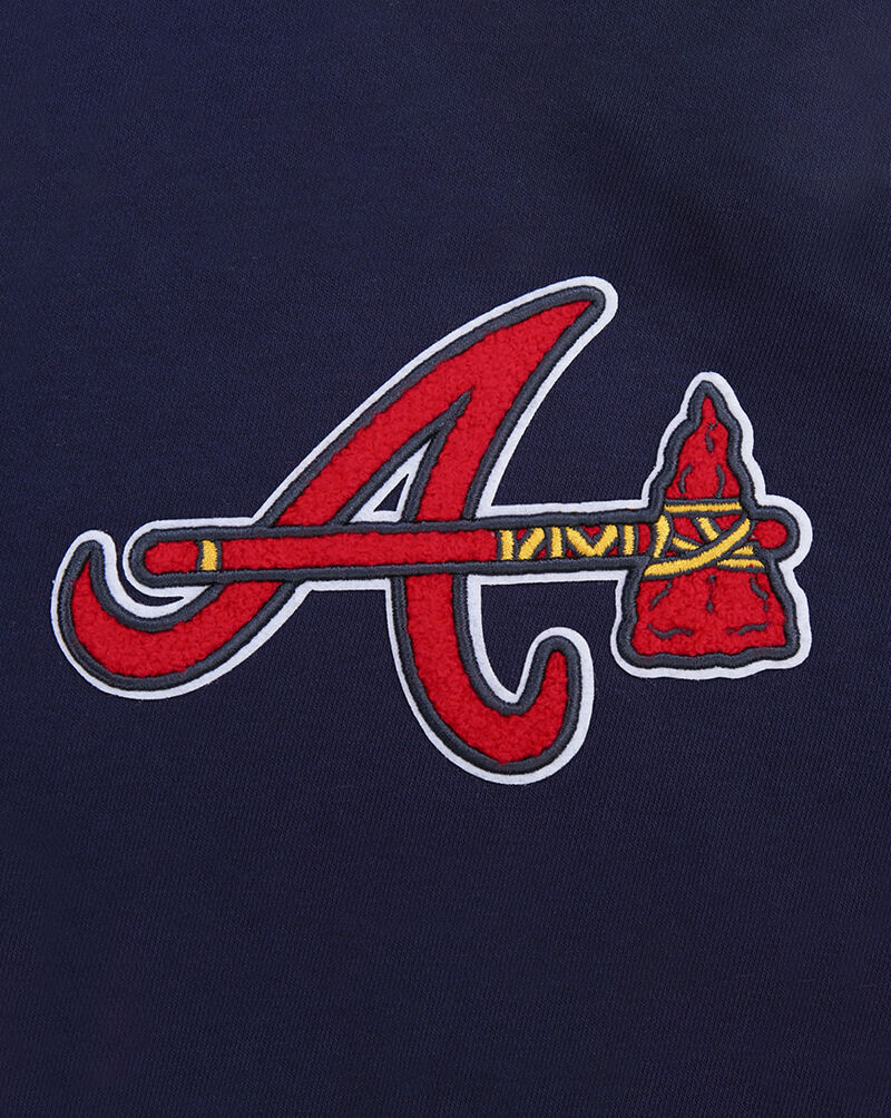 PRO STANDARD Atlanta Braves Classic Fleece Cropped Pull Over Hoodie  LABC34341-MDN Blue 2