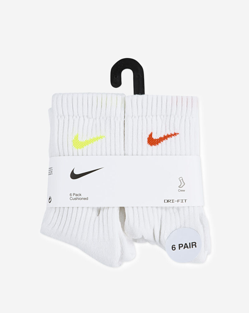 Nike Little Kids' Dri-FIT Performance Basics 6Pk Crew Socks UN0019-F68 White 4