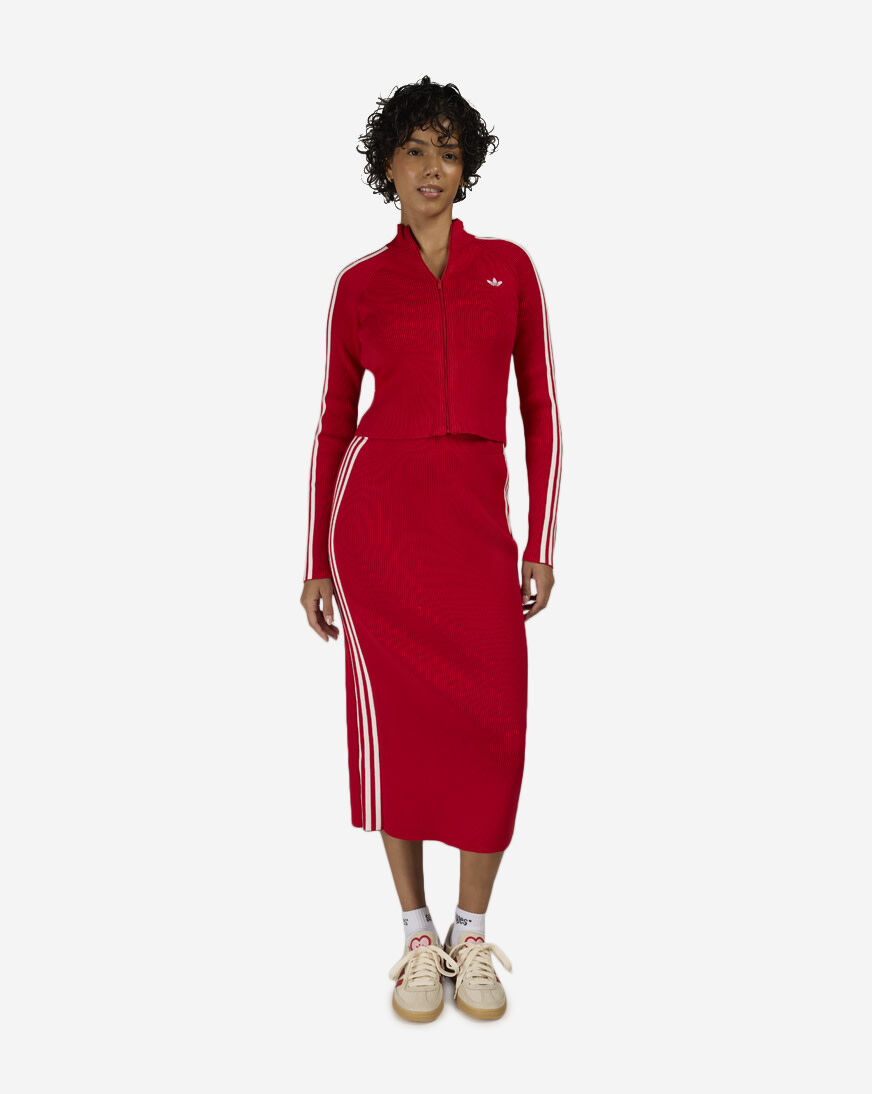 Shop adidas Adicolor 3-Stripes Slim Knit Track Top JY2598 red