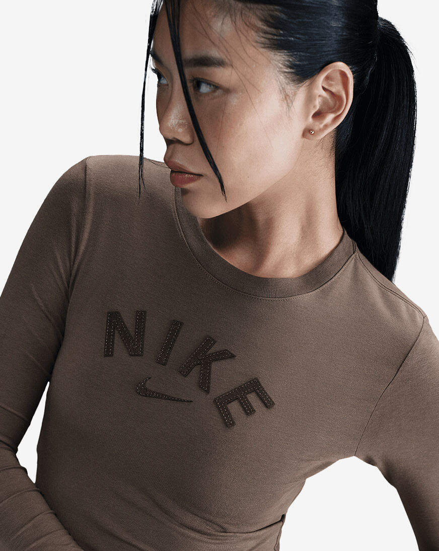 Shop Nike NSW Chill Crop Knit T-Shirt HQ1702-233 brown | SNIPES USA