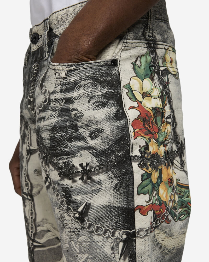 Decibel Floral Printed Denim Jeans DECWB486-BLK Grey 3