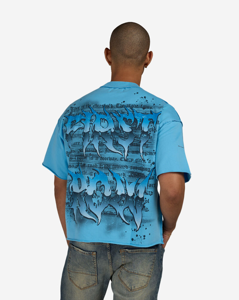 First Row Fallen Guardian Cropped Terry Tee FRM3074S-BLU Blue 2