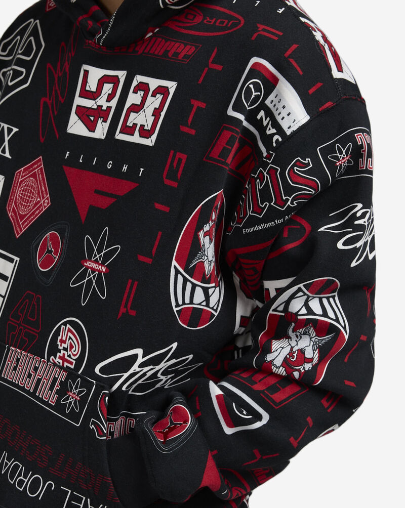 Jordan Brooklyn Essentials AOP Logo Hoodie HM7254-010 Black 3