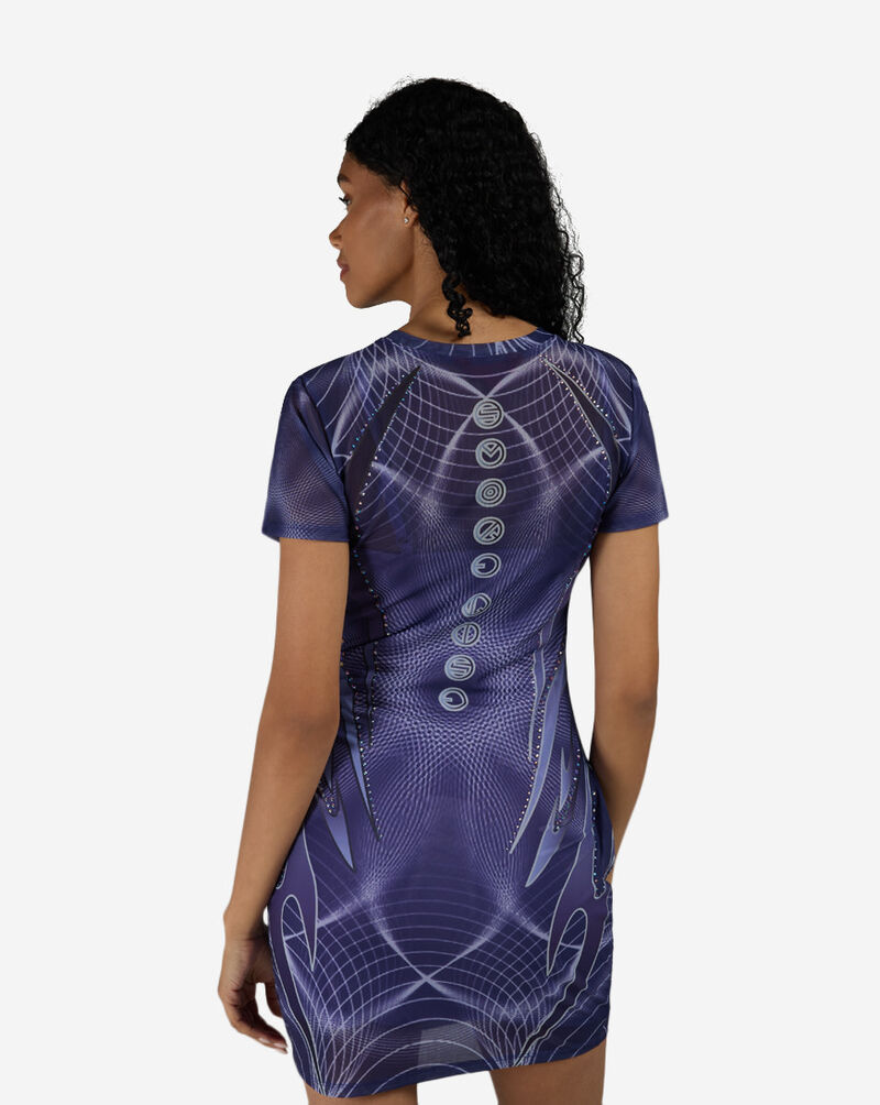 Smoke Rise Printed Mesh Bodycon Dress RKD26S423SN-LILAC Purple 2