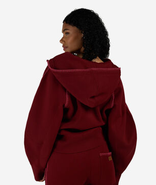 Balloon Sleeve Full Zip Fleece Hoodie