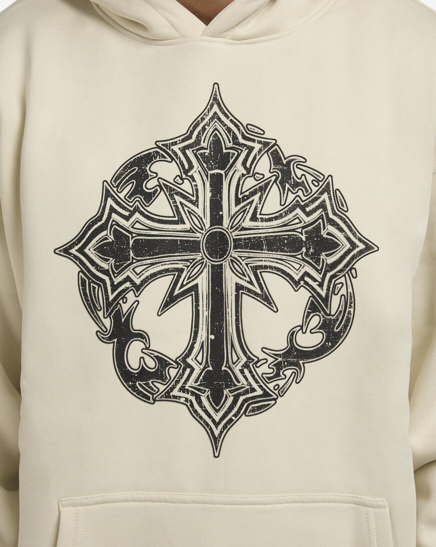 Shop Decibel Chained Cross Hoodie DCB004-SAND cream | SNIPES USA