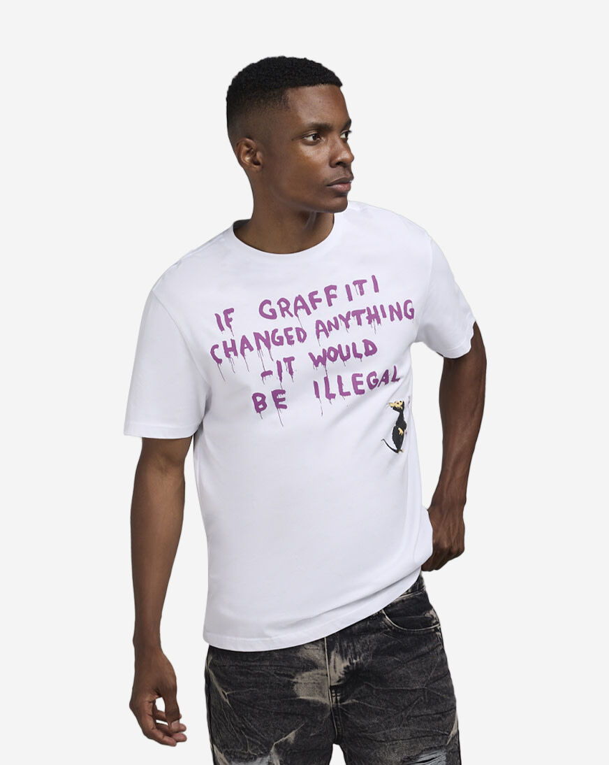 Shop Urban Classics Graffiti Illegal Tee MCUS174-US-00220 white