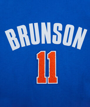 New York Knicks Jalen Brunson #11 Classic Player Name and Number Cropped Pullover Hoodie