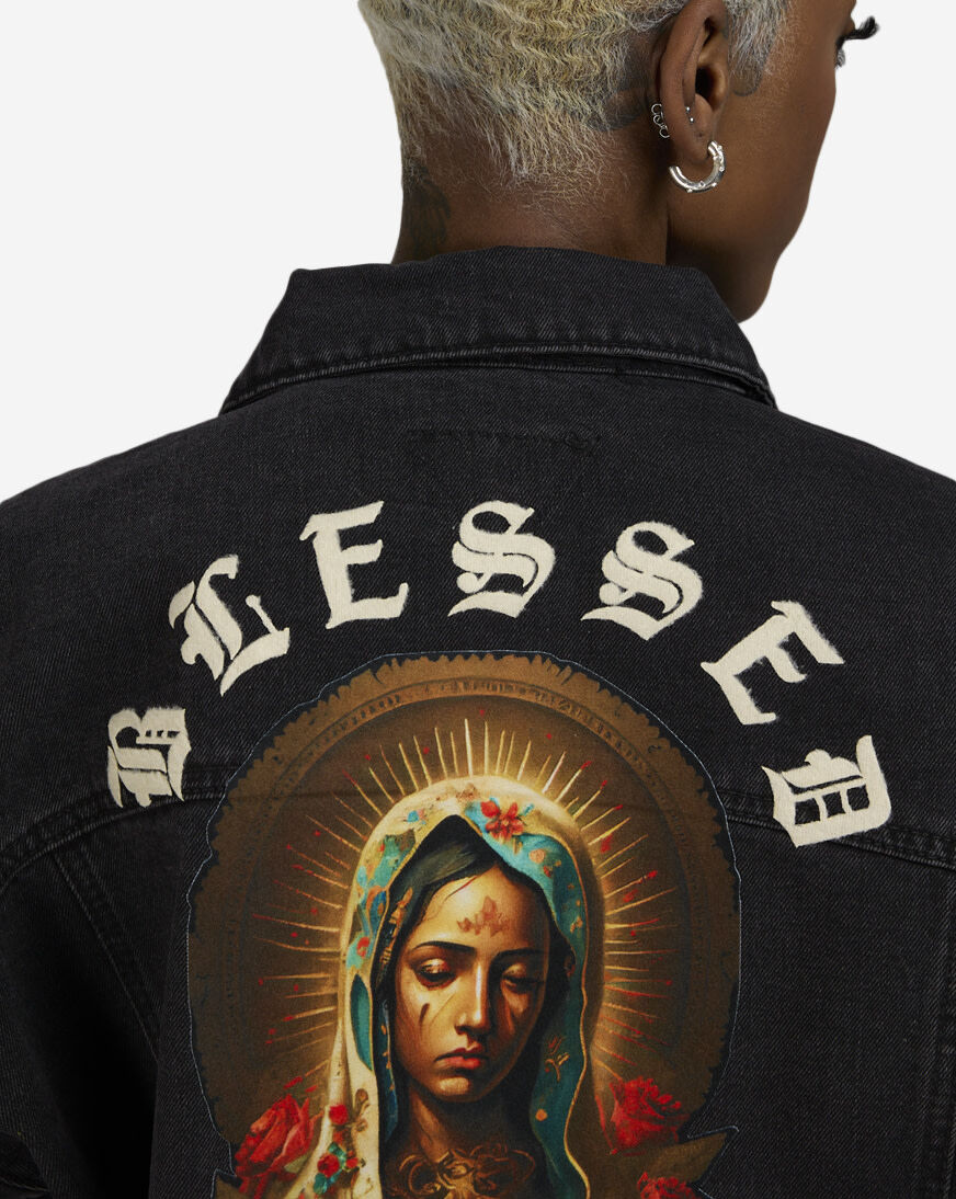 Shop Trio Urban Blessed Denim Jacket 200079-DNBLK black | SNIPES USA