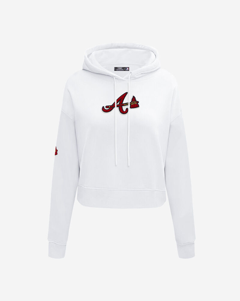 PRO STANDARD Atlanta Braves Classic Cropped Pullover Hoodie LABC34341-WHT White 1