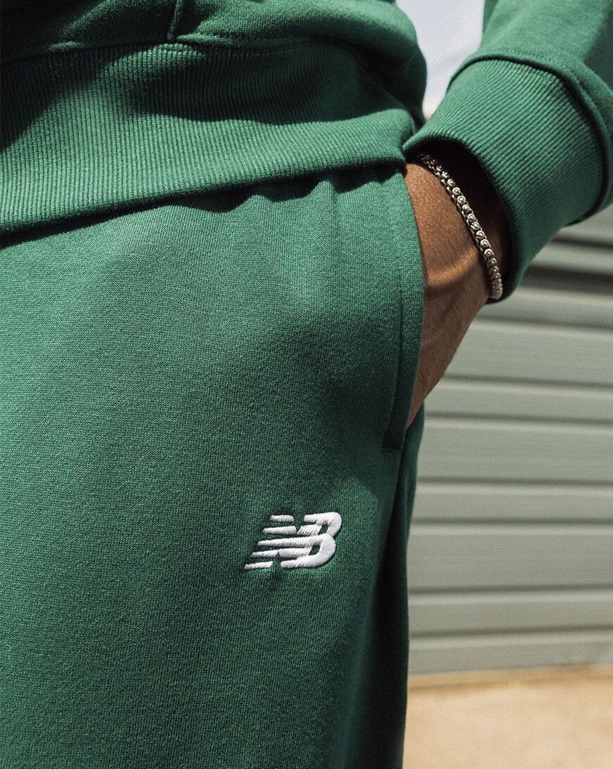 Shop New Balance Stacked Logo French Terry Jogger MP41519-NWG