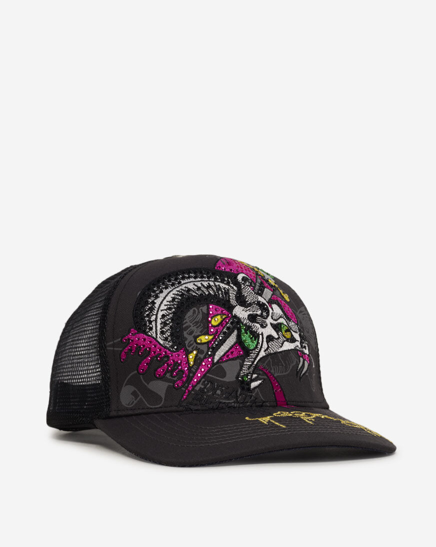 Shop Ed Hardy Rhinestone Dagger Snake Trucker Hat EHH0001-41RS