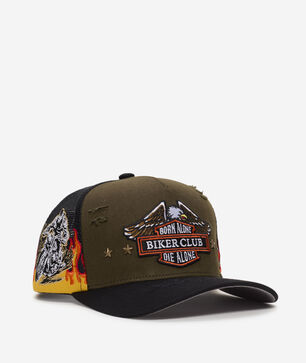 Final Ride Flames Distressed Twill Mesh Trucker Hat
