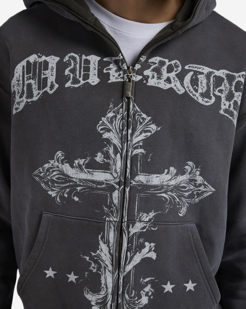 Hasta Muerte Muerte Cross Full Zip Hoodie  HMCROSSHOOD-BLK Black 3