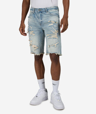 Distressed Rip and Repair Denim Shorts