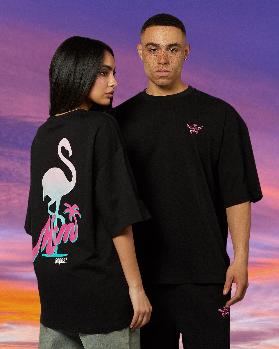 Shop MCM MCM x SNIPES Flamingo T-Shirt SFM252-003-1-BLK black