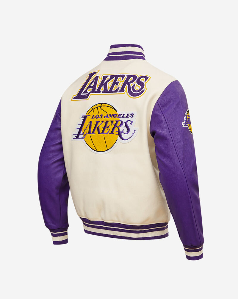 PRO STANDARD Los Angeles Lakers Retro Classic Rib Wool Varsity Jacket BLL656005-EPU cream 3