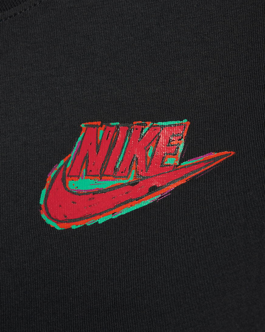Shop Nike Big Kids' Back Hit Shoebox Graphic Tee HV5212-010 black