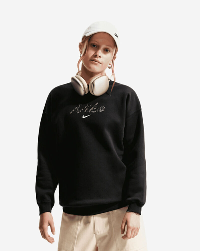 Nike Big Kids' Studio Fleece Oversized Crewneck Sweatshirt IM4963-010 Black 1