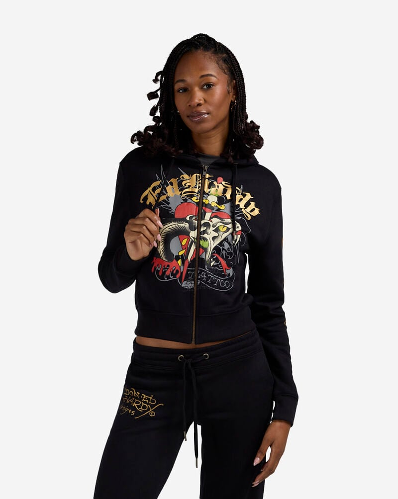 Ed Hardy Heart Snake Fleece Hoodie EHW1502-2 Black 1