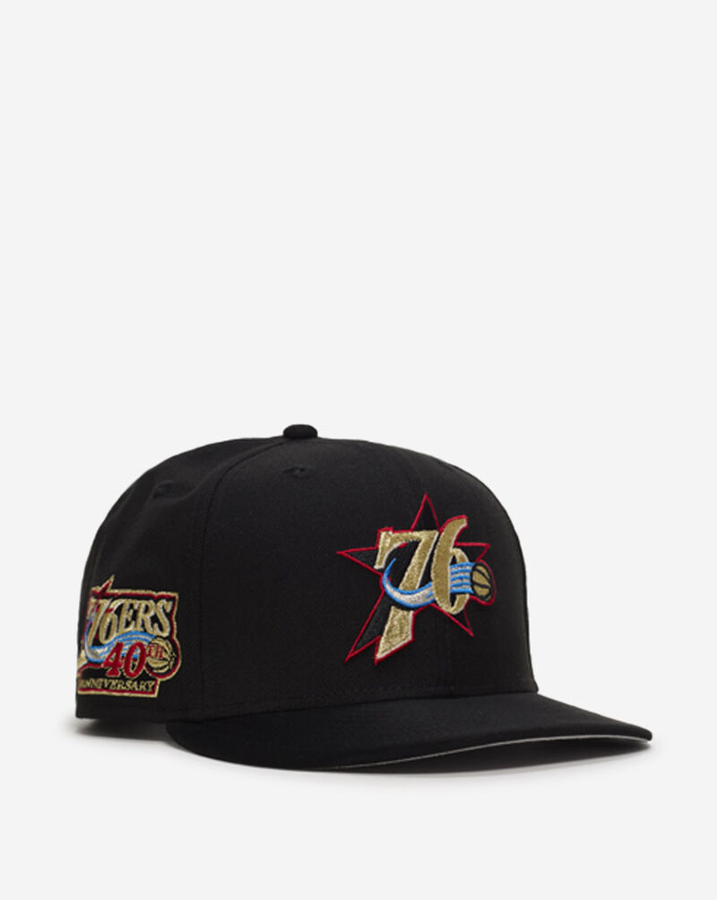 New Era 9Fifty Philadelphia 76ers Metallic Snapback Hat 60914579 Black 1