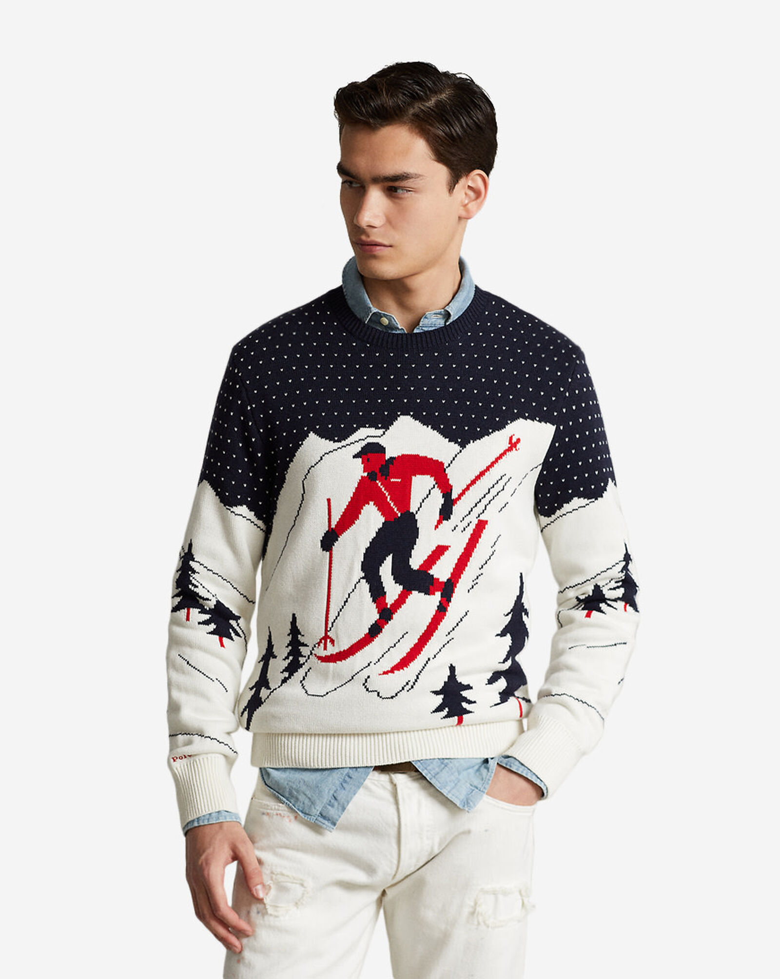 Shop Polo Ralph Lauren Polo Ski 92 Knit Pullover 710881009001NVY blue