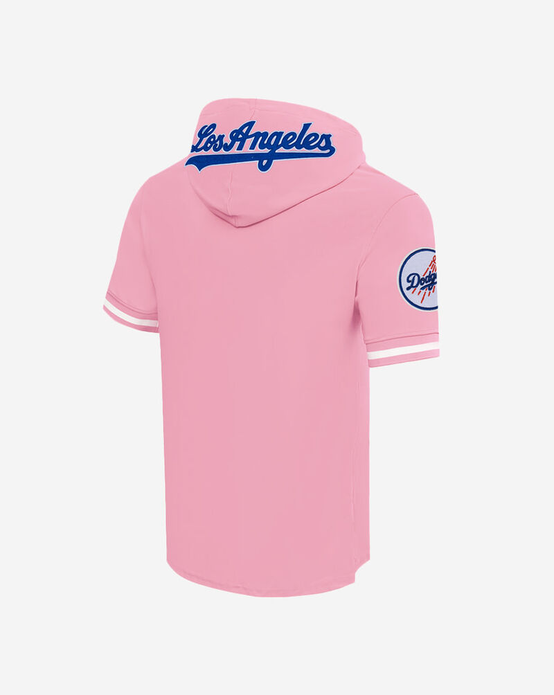 PRO STANDARD Los Angeles Dodgers Classic Chenille Double Knit Short Sleeve Pull Over Hoodie LLD135084-PNK Pink 2