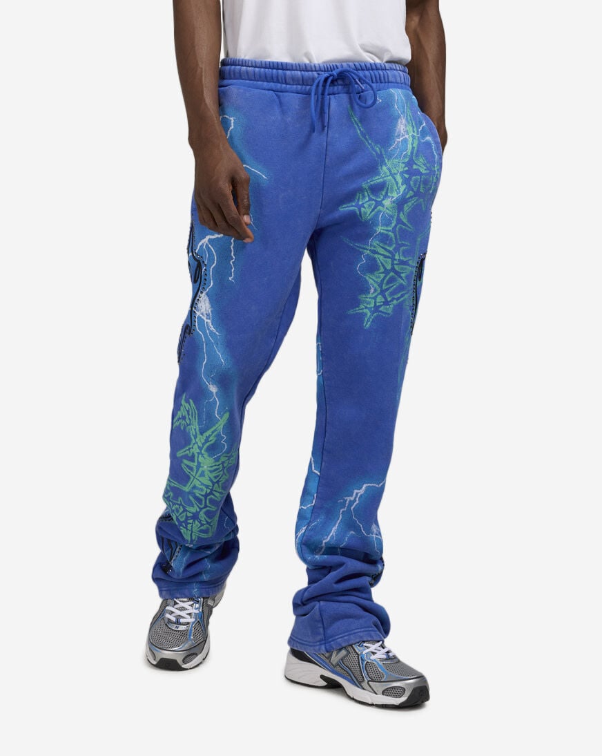 Shop Smoke Rise Paradise Stacked Fleece Pants FP25567SNZ-BLU blue