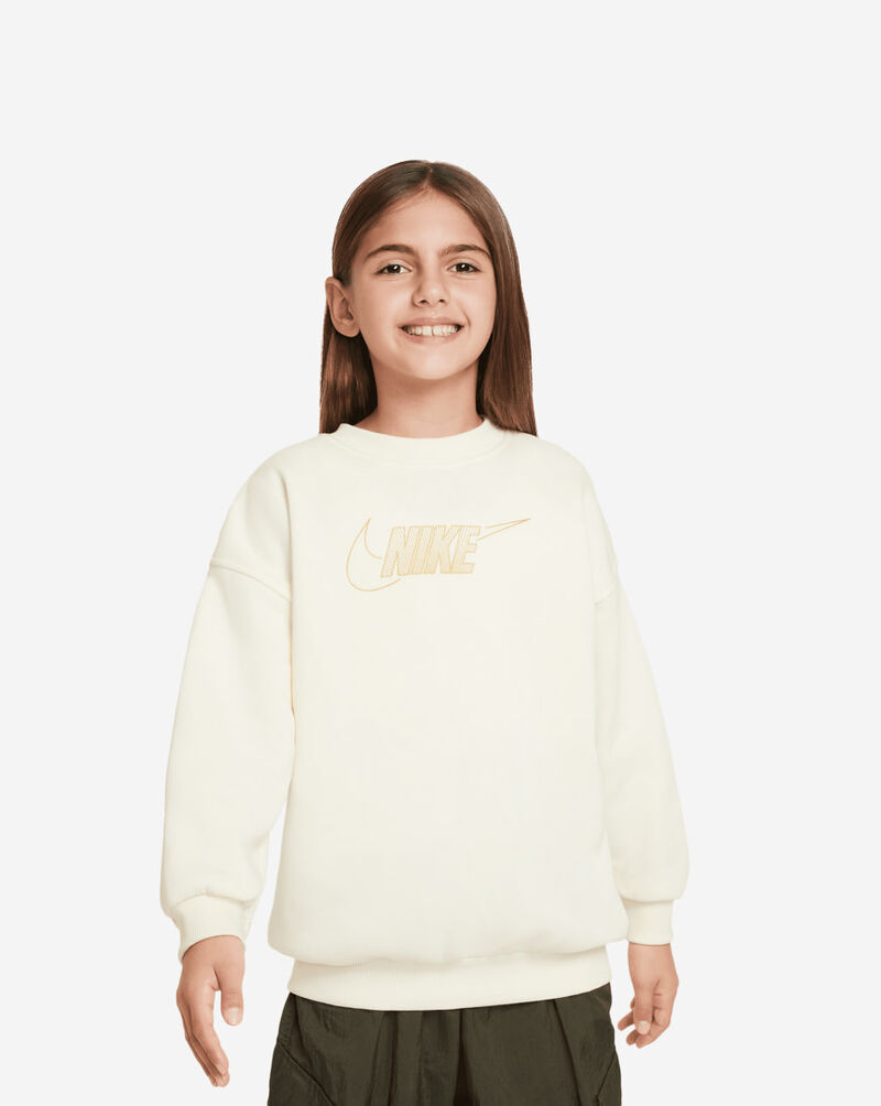 Nike Big Kids' NSW Club Fleece Shine Crew FJ6161-113 White 1
