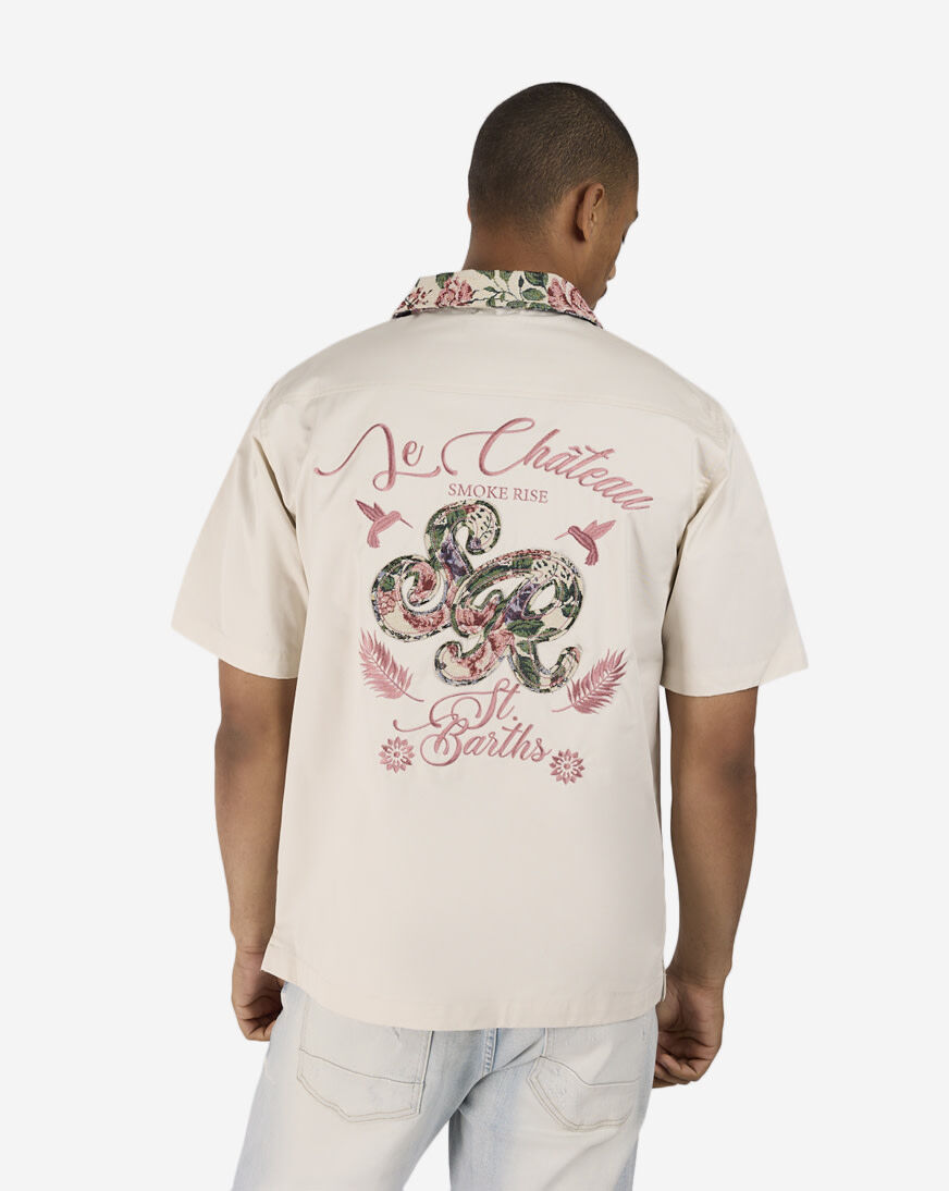 Shop Smoke Rise Tapestry Woven Shirt WH24295SN-CHK beige