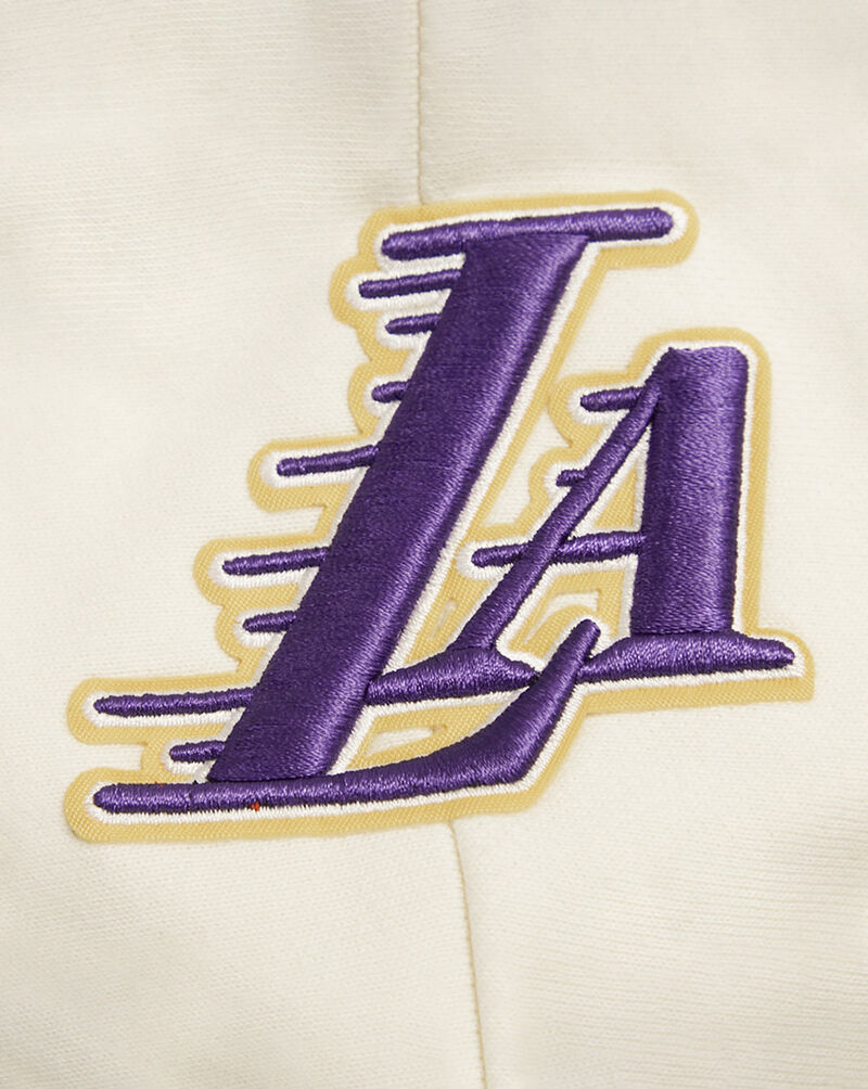 PRO STANDARD Los Angeles Lakers Retro Classic Fleece Cropped Pullover Hoodie BLLC56214-EPU cream 2
