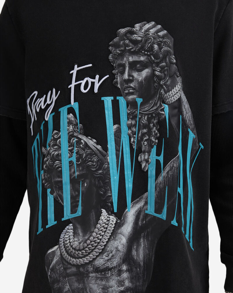 STREETZ IS WATCHIN Pray For The Weak Long Sleeve 2Fer Tee SW2F5212W-BLK Black 3