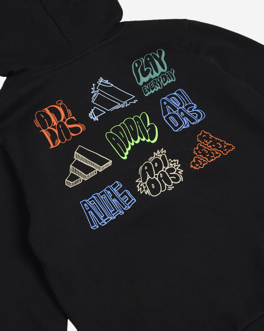 Shop adidas Boys' Puff Multi Logo Back Hit Fleece Hoodie AA10721