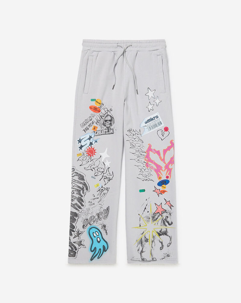 Smoke Rise Kids' Doodle Fleece Wide Leg Pant BFP26F530SN Grey 1