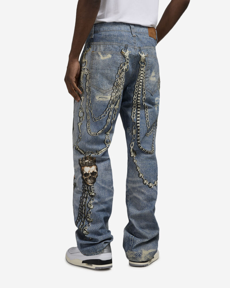 Decibel Skull Printed Denim Jeans DECWB483-IND Blue 2
