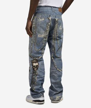 Skull Printed Denim Jeans