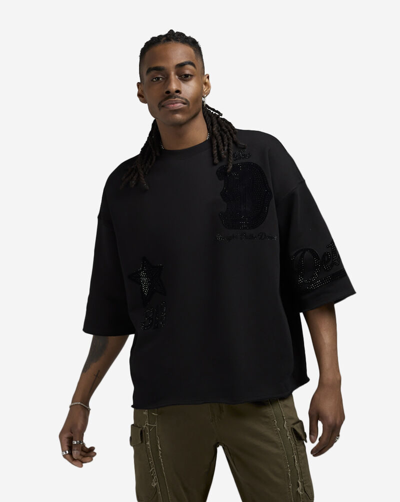 Bag Mafia Detroit Rhinestone Crop Sweatshirt WC5971114-BLK Black 1