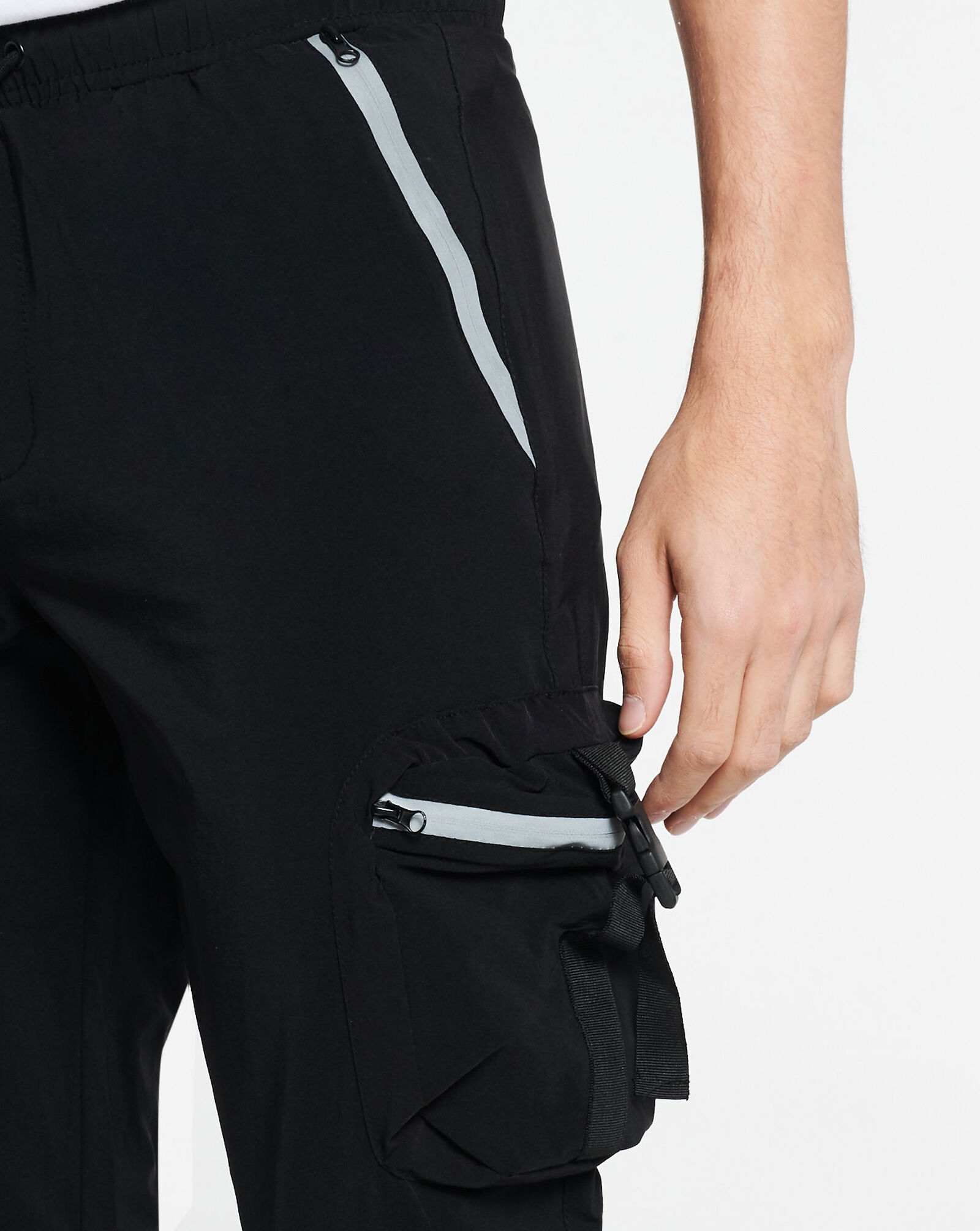 Shop Decibel Glow in the Dark Zip Cargo Pants SS22B330BLK black