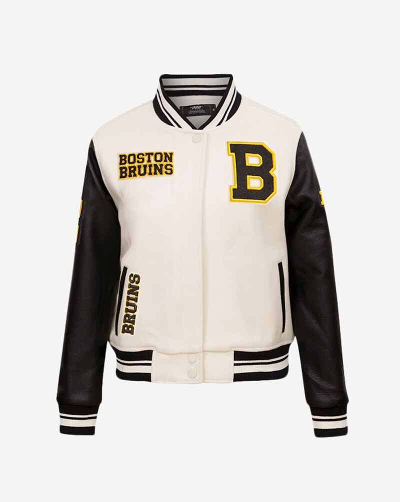 PRO STANDARD Boston Bruins Retro Classic Rib Wool Varsity Jacket HBBH67272-EBK cream 1