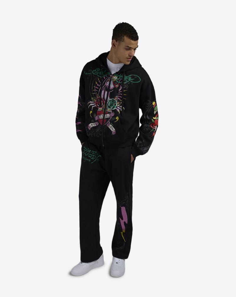 Ed Hardy Panther Rose Fleece Pants EHM8008-7RS-BLK Black 4
