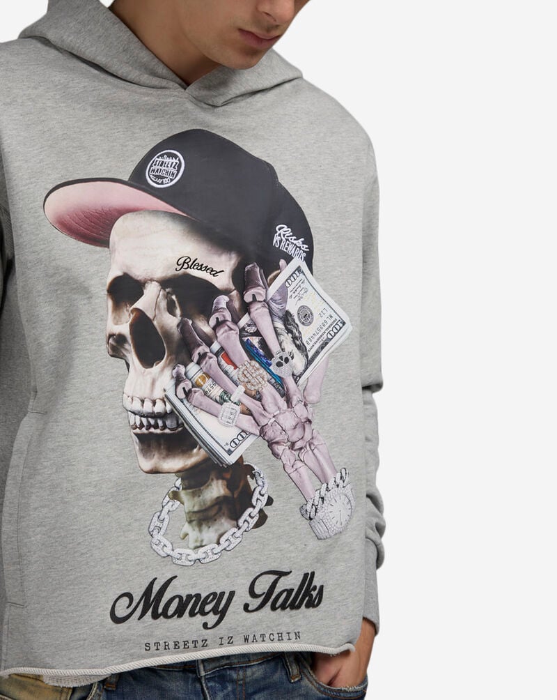 STREETZ IS WATCHIN Crop Money Talks Hoodie  CHDSIW5129-GRY Grey 4