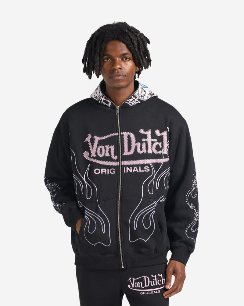 Von Dutch Evil Eye Flame Full-Zip Hoodie  4VND2B0428-BLK Black 1