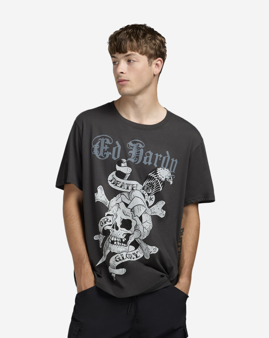 Shop Ed Hardy Rhinestone DG Skull Tee EHMD1100-98RS-CHAR